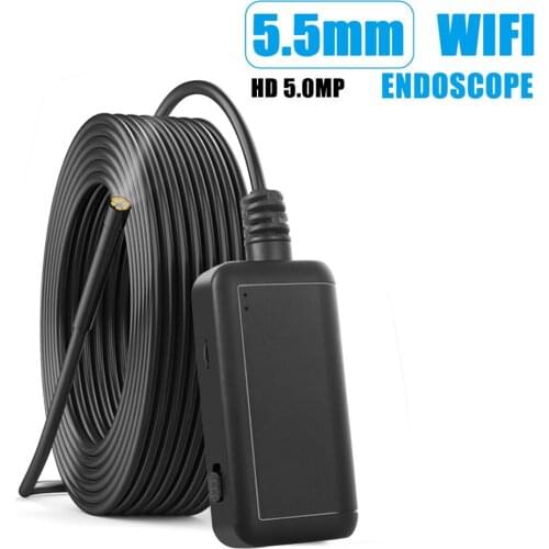 HotF220 5.5mm WIFI Endoscope camera HD1920P 5.0mp inspectioin borescope IP68 waterproof USB endoscopic camera for android Iphone
