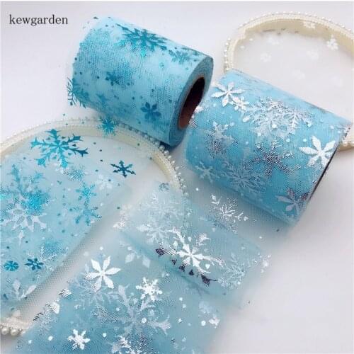 Kewgarden Snowflake Gauze Voile Ribbons 7cm 13cm DIY Hairpin Hair Bowknot Accessories Satin Ribbon Handmade Tape Riband 20 Meter