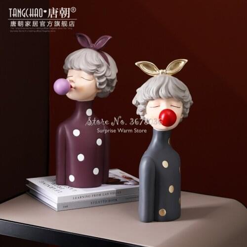 Creative Resin Bubble Girl Decoration Home Decor Living Room TV Cabinet Figurine Gifts for Girls Desktop Decoration