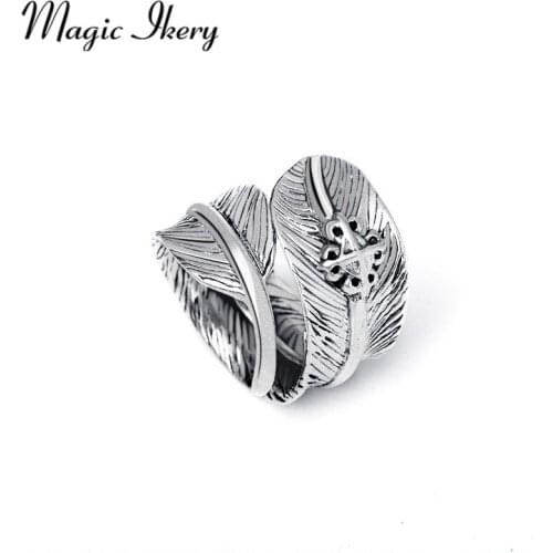 Magic Ikery New Arrivals Vintage Wing Feather Open Ring Fine Leave Ring For Men Women Fashion Jewelry Wholesale YT-R062
