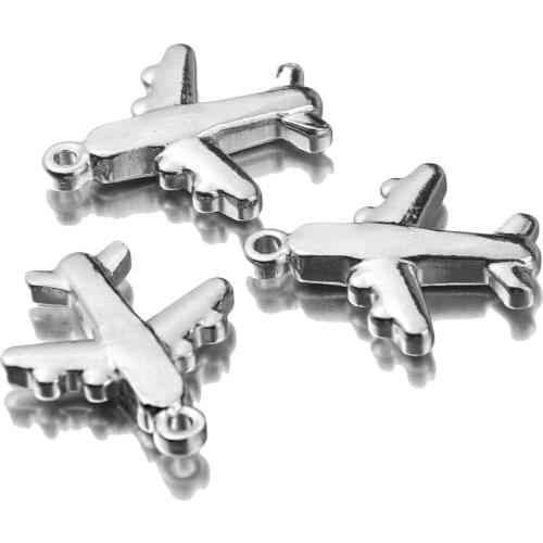 5pc/lot Stainless Steel 3D Aircraft Connector Bracelet DIY Findings Components Metal Earring for Do Not Fade Jewelry Making
