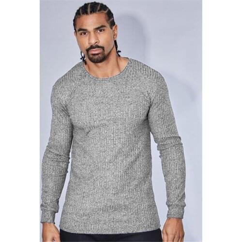 Muscleguys Brand Long Sleeve Solid Color T-shirt Men Slim Fit Sweater Tracksuit Pullovers Casual Fitness Men Sportswear Big Size