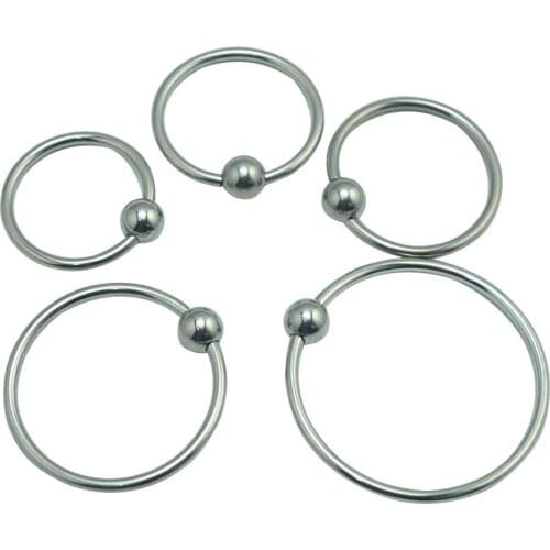5 size as 1 set Top quality stainless steel solid metal balls Head Glans bondage penis cock ring erection sex toys for men