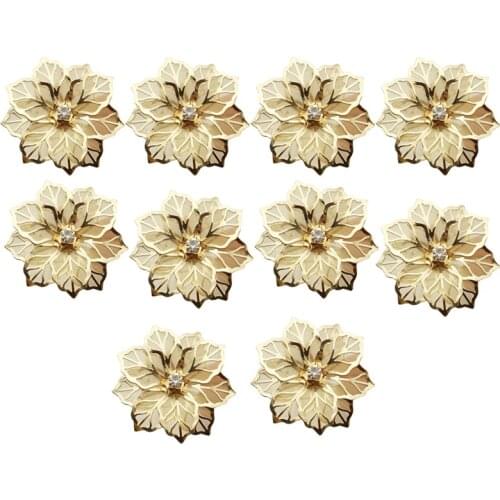 New 10Pcs Flower Design Napkin Rings Metal Gold Napkin Buckle Napkin Ring Holder Hotel Restaurant Wedding Party West Dinner Tabl