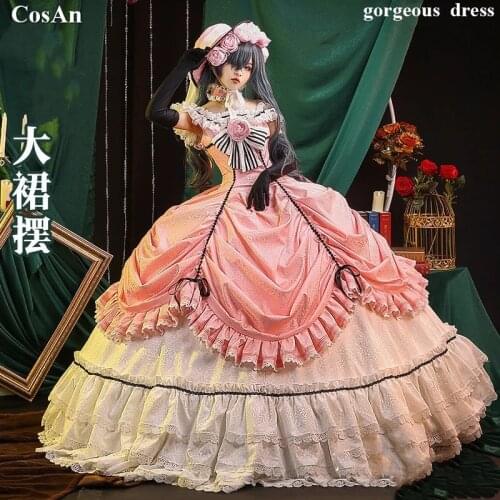 New Anime Black Butler Ciel Phantomhive Cosplay Costume Fashion Elegant Pink Formal Dress Activity Party Role Play Clothing S-L