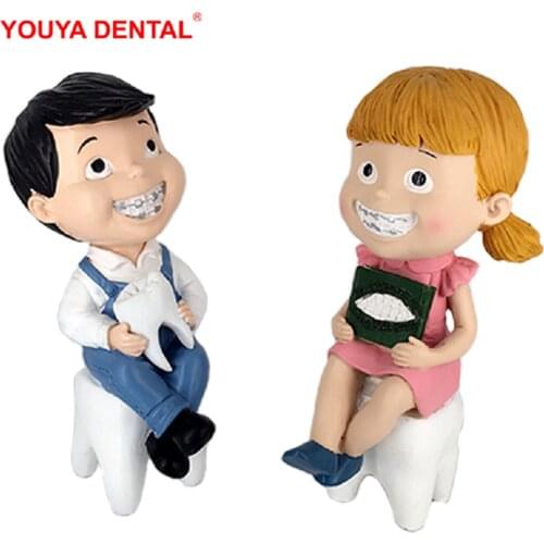 Dental Dentist Gift Boy And Girl Orthodontic Teeth Figurines Ornament Clinic Office Desktop Sculpture Decoration Dentistry Gifts