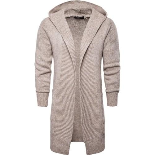 2018 Autumn Cardigan Knitwear Men Casual Long Coat New Fashion Hooded Knitted Sweater Europe and America Sweatercoat Male