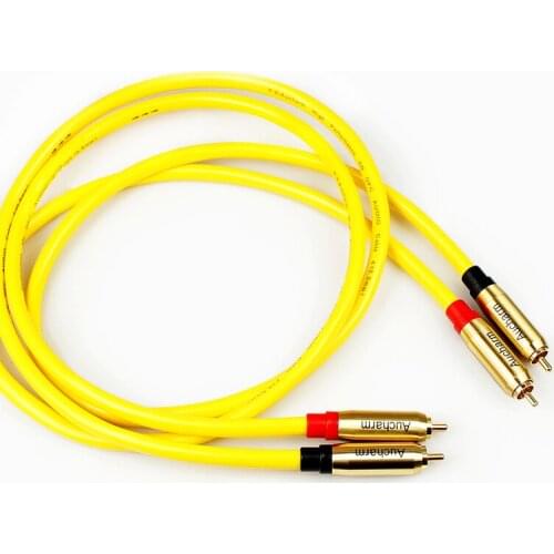 Pair Audiophile Copper Silver Plated RCA Signal Cable Lotus Plug HiFi Audio Subwoofer Cord