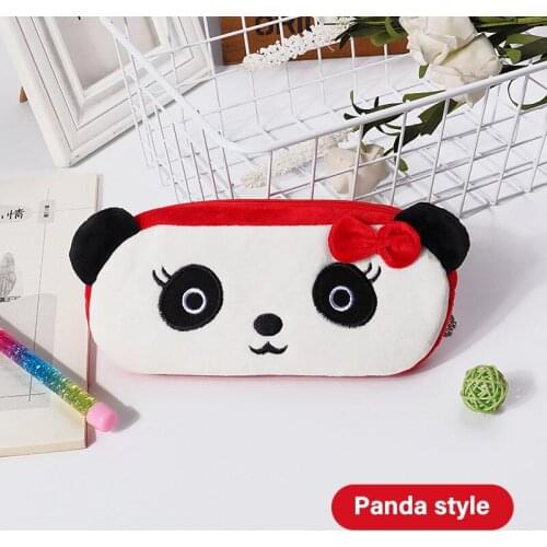 Fruit Pen Bag Box Plush Animal Pencil Case Cartoon Panda Bear For Kids Gift Cosmetic Stationery Pouch School Supplies