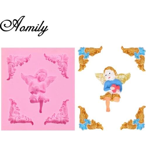 Aomily Retro Angel Heart Silicon Chocolate Baking Tool Jelly Candy Bakeware Mold Pastry Ice Block Soap Mould Pastry Tools