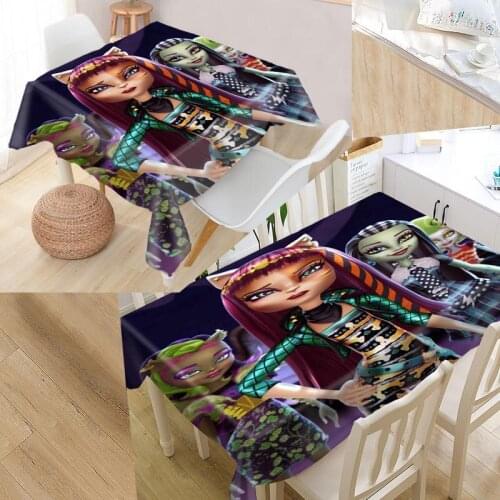 Custom Monster High Modern Dustproof Tablecloth High Quality Print Tablecloth Everything for Home and Kitchen