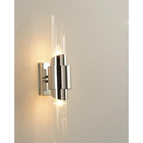 Modern Chrome Gold Two E14 Wall lamp Stairs Aisle Wall Sconce Restaurant Bedroom Wall lights Luminaire Home Lighting Fixtures