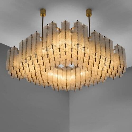 Glass chandelier post modern square living room dining room lamp classical new Chinese style hall bedroom new decorative lights
