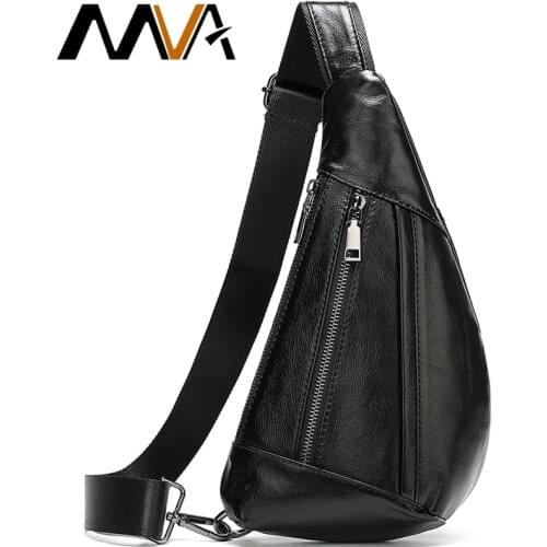 MVA Genuine Leather Bag Mens Crossbody Bag For Men Messenger Bags Men Leather Mens Shoulder/Chest Bags Small Chest Pack 7025