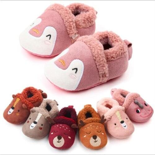 New Winter Baby Shoes Infants Fleece Warm First Walkers Lovely Cartoon Baby Boys Girls Shoes
