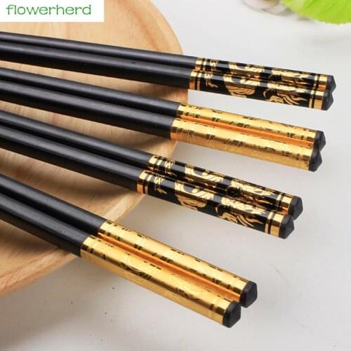 Length 27cm Food Grade Top 304 Mirror Polished Stainless Steel Chopsticks Tableware Christmas Gifts Gold Chinese Chopsticks