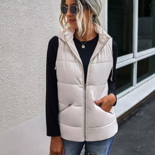 Winter Women Jacket 2020 Fahion Slim Warm Sleeveless Zipper Parka Coat Mujer Casual Solid Black Overcoat Womens Clothes Female