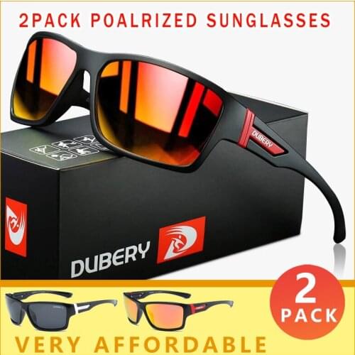 2 PACK DUBERY Brand Polarized Sunglasses Men Women 100% UV Protection Lens Outdoor Travel Sun Glasses Lightweight Frame Goggles