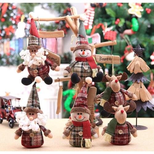 2020 New Christmas Decorations Santa Claus Doll Luminous Hanging Bell Brooch Badge Curtain Old Man Snowman Bear Doll Christmas G