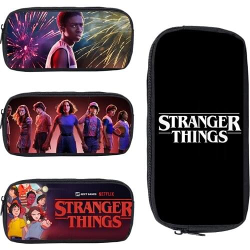 3D Print Stranger Things Cosmetic Bag Women Makeup Pencil Case Stranger Things Season 3 Zipper Pencil Box Kpop School Supplies