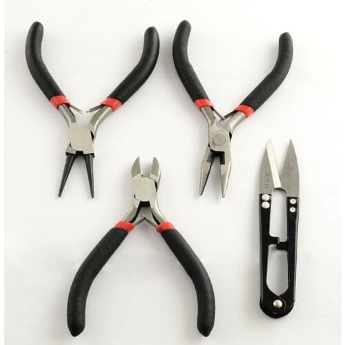 45# Steel Plier Sets Side Cutting Pliers Wire Cutter Round Nose Pliers and Scissors Jewelry Making Tool 160x115x28mm