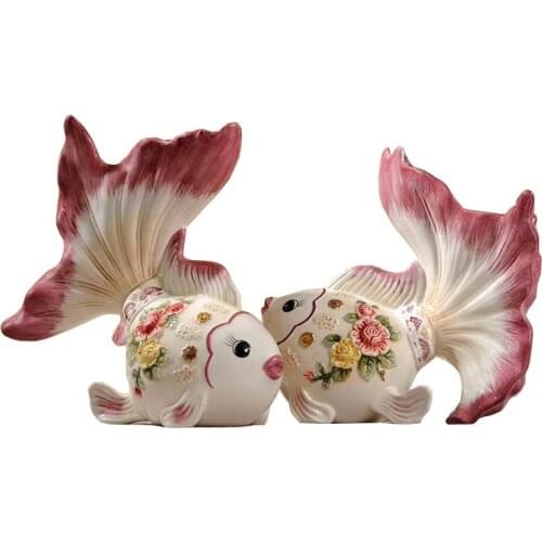 Home Accessories Victoria Ceramic Goldfish Ornament High-End Home Wedding Goldfish Decoration New House Housewarming Gift