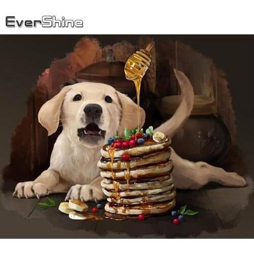 Evershine Diamond Embroidery Dog Picture Rhinestone Diamond Painting Animal Cross Stitch Mosaic Food Art DIY Handicraft