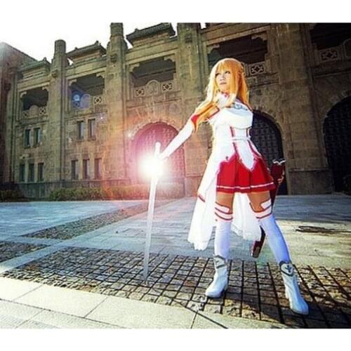 Anime Sword Art Online Game Asuna cartoon Cosplay Costume whole set Dress with wig+shoes Halloween Cosplay Costumes