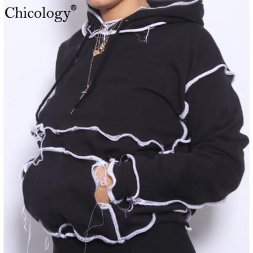 Chicology Goth Cute Hoodie Winter Fall Sweatshirt Women Long Sleeve Crop Top 2020 Punk Kpop Clothes Korean Style Streetwear