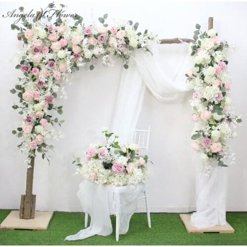 Homemade Wedding Arch Coener Floral Artificial Flower Row Arrangement Table Flower Ball Party Stage Backdrop Deco Window Display