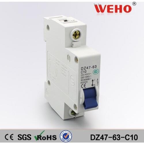 DZ47-63-C10 China Online Selling Cheap Price DZ47-63 Types 10A Mcb 1 Phase Mini Circuit Breaker