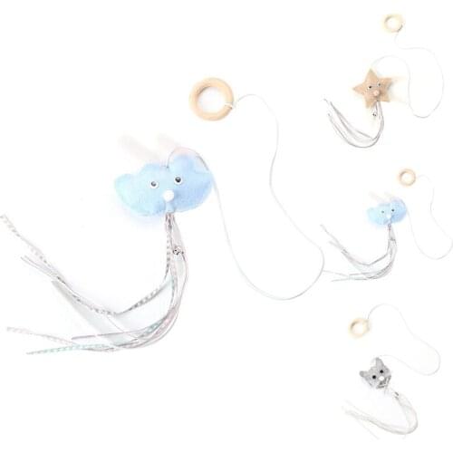 Cat Toy Cat Tassel Wand Star Cloud Cat Bell Decor Cat Teaser Wand Pet Cat Toys Interactive for Cats Kitten Cat Supplies