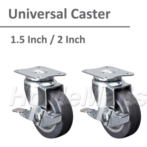 4pcs 1.5/2 Inch 360 Degree Swivel Caster PU Universal Wheels With Brake Silent Durable Casters For Workbench or Trolley