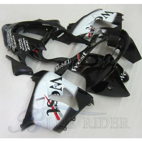 Customized Fairing Kits For KAWASAKI Ninja 2000 2001 ZX9R ABS Plastic Sport Fairing Kit ZX 9R 00 01 Black WEST White Bodyworks