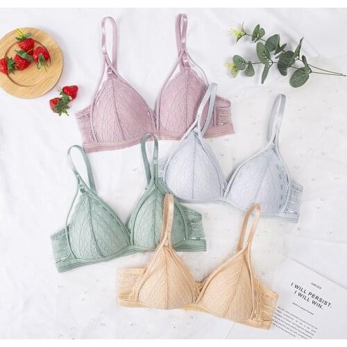 Floral Lace Bras for Women Sexy Lingerie Beauty Back Deep V Bralette Wire Free Thin Underwear Push Up Bra Female Brassiere