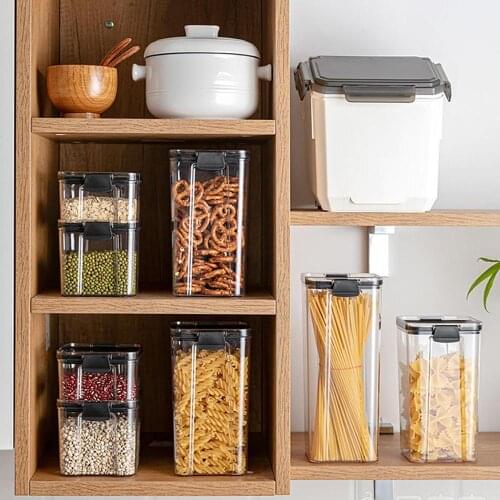 Kitchen Food Storage Container Organizer Plastic Refrigerator Noodle Container Bean Storage Tank Transparent Sealed Cans