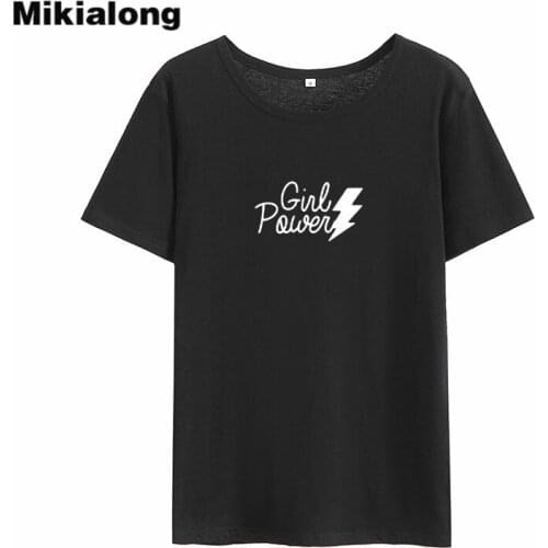 Mikialong Girl Power Harajuku Feminist Camisetas Mujer Summer 2018 Womens T Shirt Tops Cotton Printed Tumblr Women Tshirt