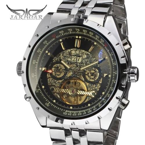 Jaragar Business Mens Watches Top Brand Luxury Automatic Watches Tourbillion Calendar Black Calendar Clock Relojes Hombre