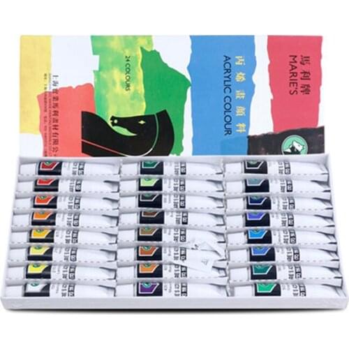 Maries 12ML 12/18/24/36 Colors Beginner Acrylic Pigment Paint Set Kids DIY Wall/Stone/Pebble/Cloth/T-shirt/Shoe Hand Painted