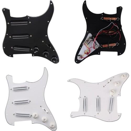 Loaded Prewired Pickguard with Dual Rail Pickups for Electric Guitar Black /white Knobs