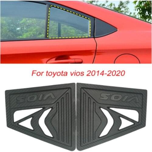 1 Pair Exterior Rear Car Side Window Louvers Vent Cover for Toyota Vios 2014-2020 Trim Decoration ABS Accessories