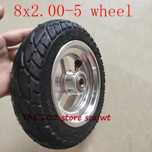 Size 8x2.00-5 tubeless wheel tyre DIY 8*2.00-5 vacuum wheel with alloy hub can be used for KUGOO S1 S3 Electric Adult Scooter