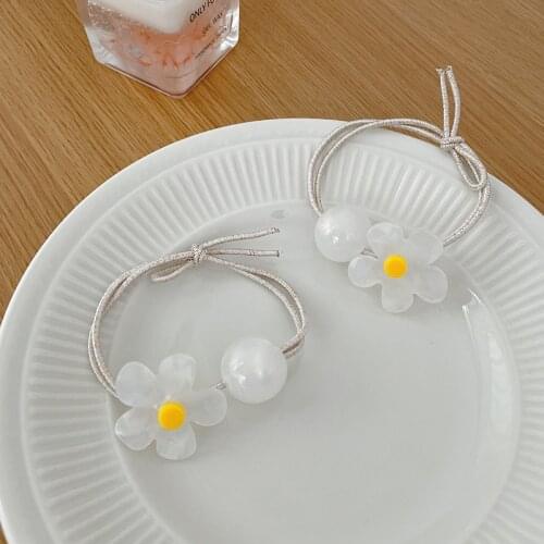 Headwear Flower Pearl Decoration Hair Scrunchie Hair Ring Ties Girls Ponytail Holders Hair Bands Hairband Hair Accessories