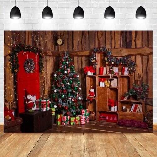Laeacco Christmas Tree Gifts Study Room Child Shoot Photozone Photography Background Photo Backdrop Photocall Photo Studio Props