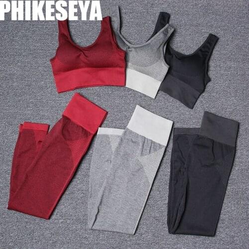 Running set Sports Set 2 Piece Set Women Yoga Set High Waist Sports Leggings Sport Bra Gym Clothing Workout Set Sport Suit Women