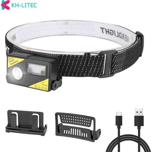 Mini Hands-free LED Headlamp Motion Sensor head lamp LED headlight Torch Built-in battery inductive Night fishing headlights