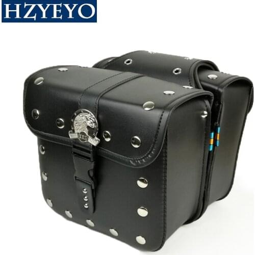 HZYEYO Universal Motorcycle PU Leather Saddlebags Saddle with Ample Space to Store Tool Pouch Side Bag , D825