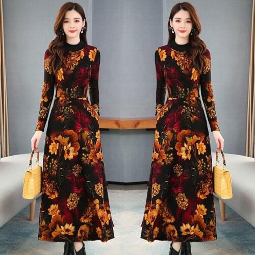 2021 Spring Autumn Women Casual Dresses Female Casual Long Sleeve Printed Fashion Dress Ladies Long Loose Party Vestidos H385