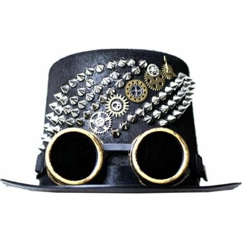 Steampunk Rivets Gears Goggle Top Hat Party Costume Hats Unisex