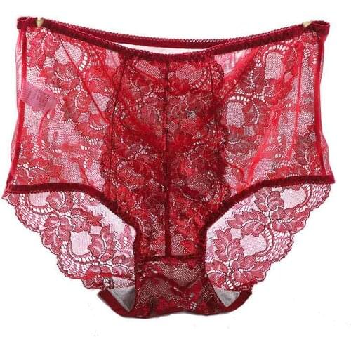 High waist abdomen sexy large size plus fat lace ladies underwear antibacterial crotch no trace temple